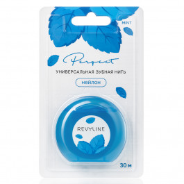 Зубная нить Revyline Perfect нейлон, мятная, вощеная с хлоргексидином, 30 м
